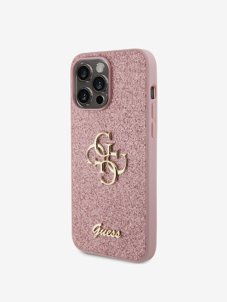 Guess Guess PU Fixed Glitter 4G Metal Logo Zadní Kryt pro iPhone 15 Pro Max Pink