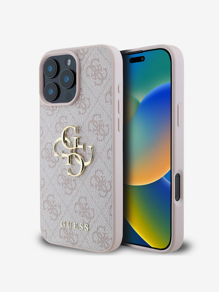 Guess Guess PU 4G Metal Logo Zadní Kryt pro iPhone 16 Pro Pink
