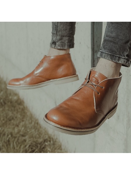 Vasky Dámské kožené kotníkové boty hnědé - jarní / podzimní boty, obuv Vasky Desert Cognac