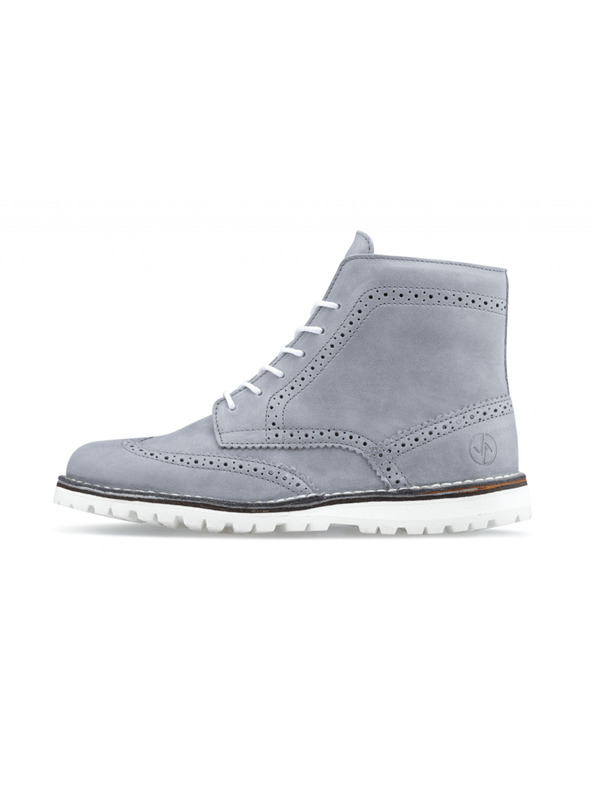 Vasky Pánské kožené kotníkové boty šedé - jarní / podzimní boty, obuv Vasky Brogue High Grey
