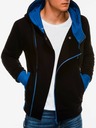 Ombre Clothing Modro-černá pánská mikina na zip s kapucí B297