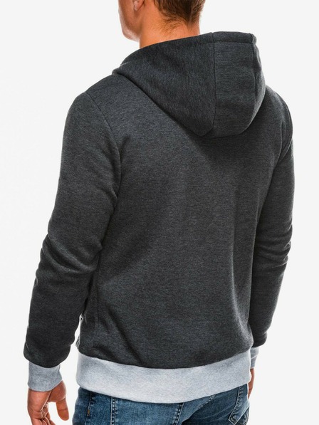 Ombre Clothing Tmavě šedá pánská mikina na zip s kapucí B297