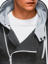 Ombre Clothing Tmavě šedá pánská mikina na zip s kapucí B297