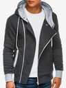 Ombre Clothing Tmavě šedá pánská mikina na zip s kapucí B297