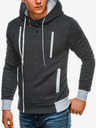 Ombre Clothing Tmavě šedá pánská mikina na zip s kapucí B297