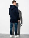 Ombre Clothing Tmavě modrá pánská prodloužená mikina na zip s kapucí B668 HUGO