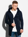 Ombre Clothing Tmavě modrá pánská prodloužená mikina na zip s kapucí B668 HUGO