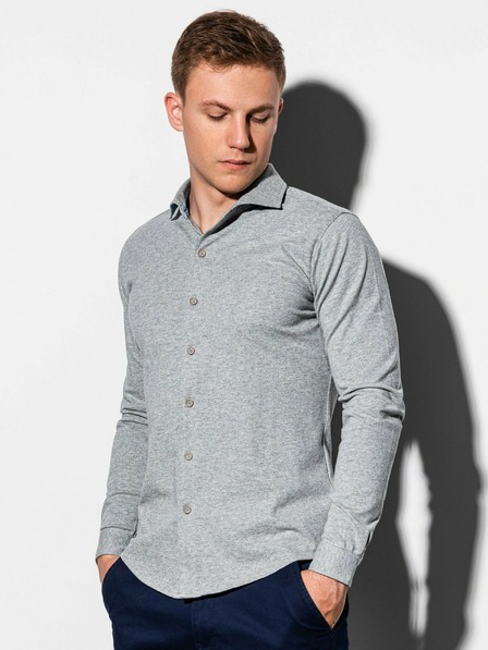Ombre Clothing Šedá pánská košile K540