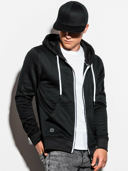 Ombre Clothing Černá pánská basic mikina s kapucí Ombre Clothing