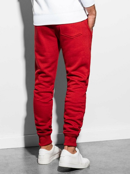 Ombre Clothing Červené pánské basic tepláky Ombre Clothing