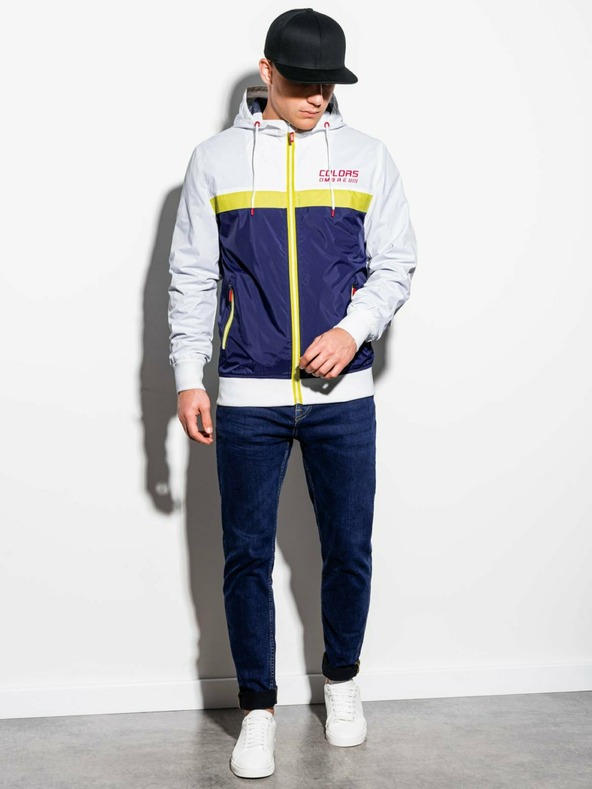 Ombre Clothing Modro-bílá pánská jarní bunda Ombre Clothing C438