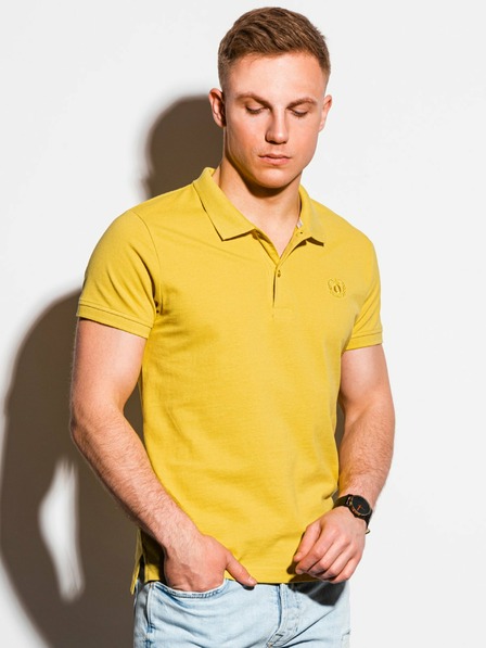 Ombre Clothing Žluté pánské basic polo tričko Ombre Clothing
