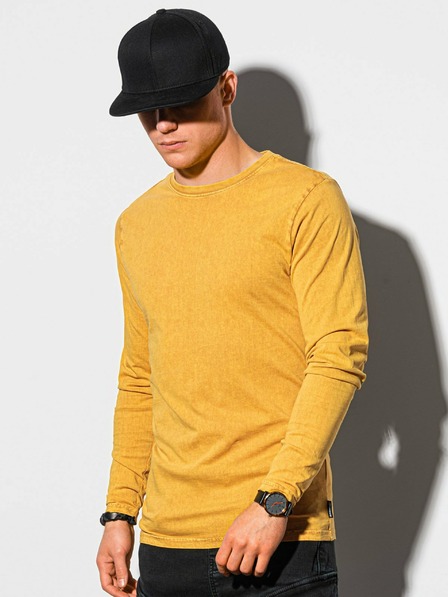 Ombre Clothing Hořčicové pánské basic tričko Ombre Clothing