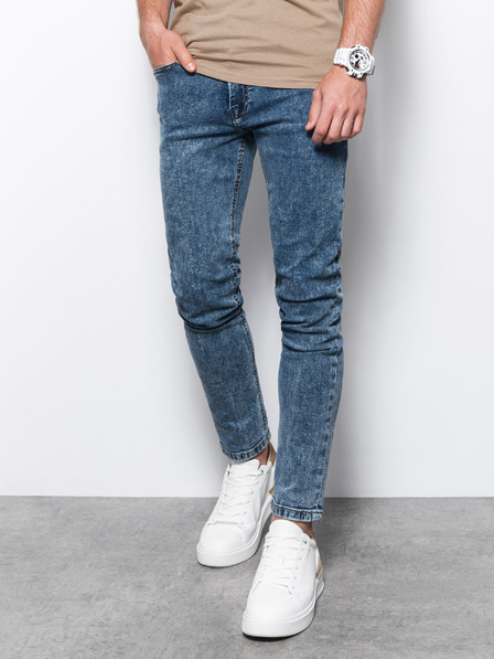 Ombre Clothing Modré pánské skinny fit džíny Ombre Clothing P1062
