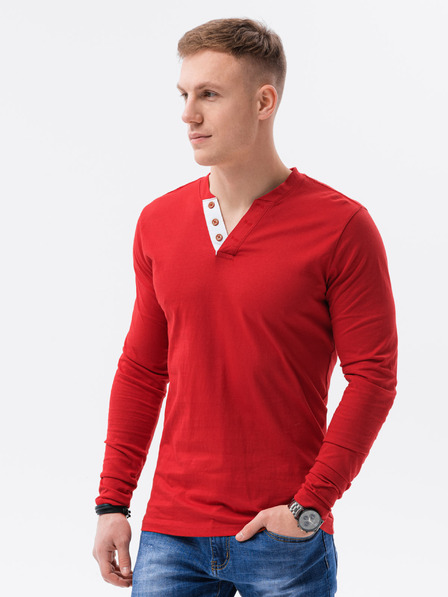 Ombre Clothing Červené pánské tričko Ombre Clothing L133