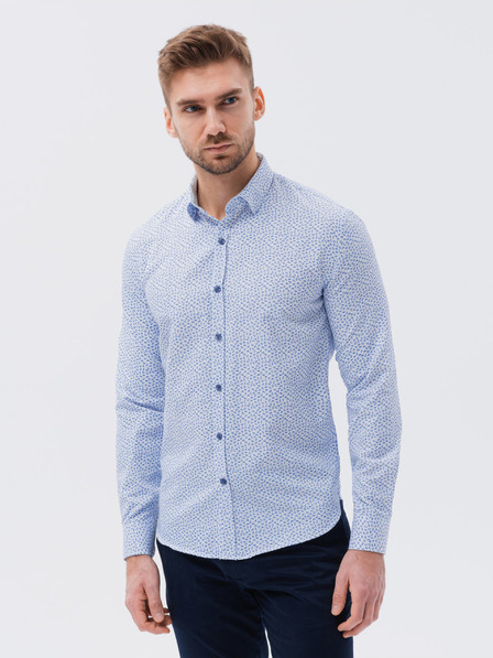 Ombre Clothing Světle modrá pánská vzorovaná košile Ombre Clothing