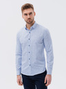 Ombre Clothing Světle modrá pánská vzorovaná košile Ombre Clothing