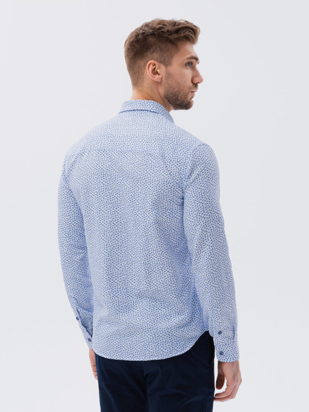 Ombre Clothing Světle modrá pánská vzorovaná košile Ombre Clothing