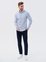Ombre Clothing Světle modrá pánská vzorovaná košile Ombre Clothing