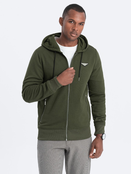 Ombre Clothing Khaki pánská mikina s kapucí Ombre Clothing