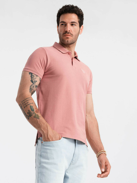 Ombre Clothing Růžové pánské basic polo tričko Ombre Clothing