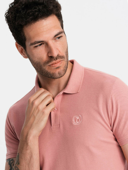 Ombre Clothing Růžové pánské basic polo tričko Ombre Clothing