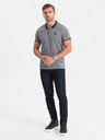 Ombre Clothing Černé pánské žíhané polo tričko Ombre Clothing