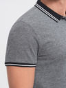 Ombre Clothing Černé pánské žíhané polo tričko Ombre Clothing