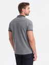 Ombre Clothing Černé pánské žíhané polo tričko Ombre Clothing