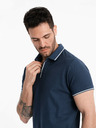 Ombre Clothing Tmavě modrá pánské polo tričko bez knoflíků Ombre Clothing