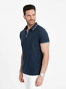 Ombre Clothing Tmavě modrá pánské polo tričko bez knoflíků Ombre Clothing