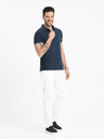 Ombre Clothing Tmavě modrá pánské polo tričko bez knoflíků Ombre Clothing
