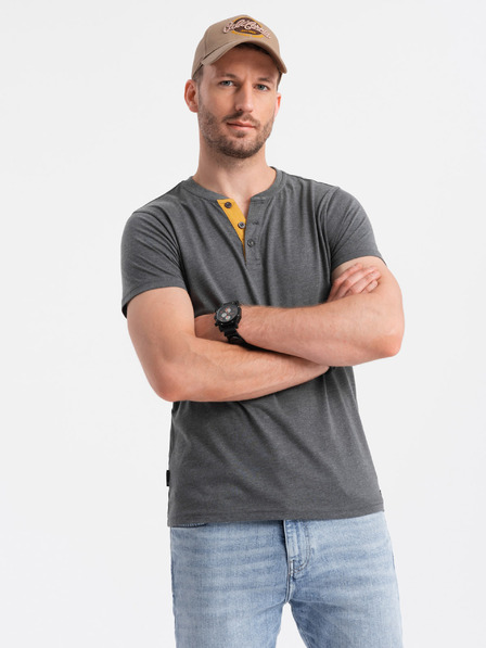 Ombre Clothing Šedé pánské tričko s kulatým výstřihem Ombre Clothing
