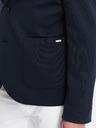 Ombre Clothing Tmavě modré pánské sako s kapsami Ombre Clothing