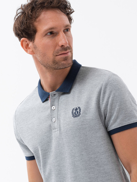 Ombre Clothing Šedé pánské polo tričko Ombre Clothing
