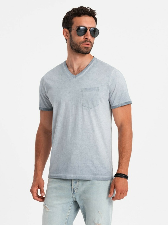 Ombre Clothing Šedé pánské žíhané tričko Ombre Clothing