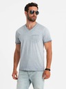 Ombre Clothing Šedé pánské žíhané tričko Ombre Clothing