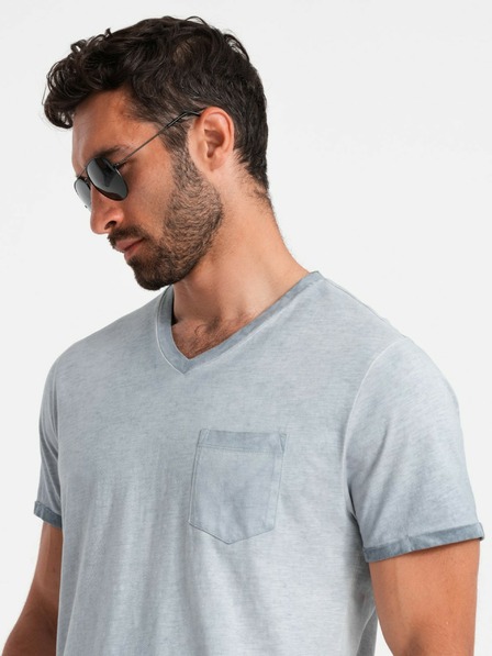 Ombre Clothing Šedé pánské žíhané tričko Ombre Clothing