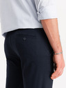 Ombre Clothing Tmavě modré pánské chino kalhoty s ozdobným páskem Ombre Clothing