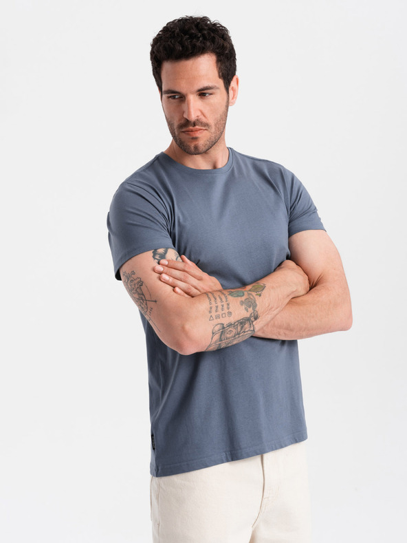 Ombre Clothing Modré pánské basic tričko Ombre Clothing