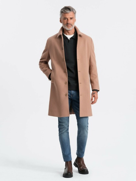 Ombre Clothing Pánský jednořadý kabát s límcem a spodním pláštěm Ombre Clothing