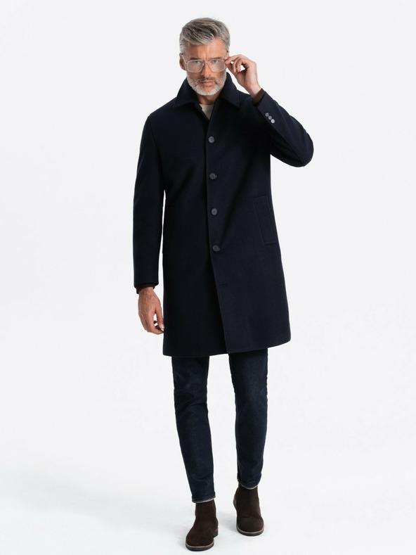 Ombre Clothing Pánský jednořadý kabát s límcem a spodním pláštěm Ombre Clothing