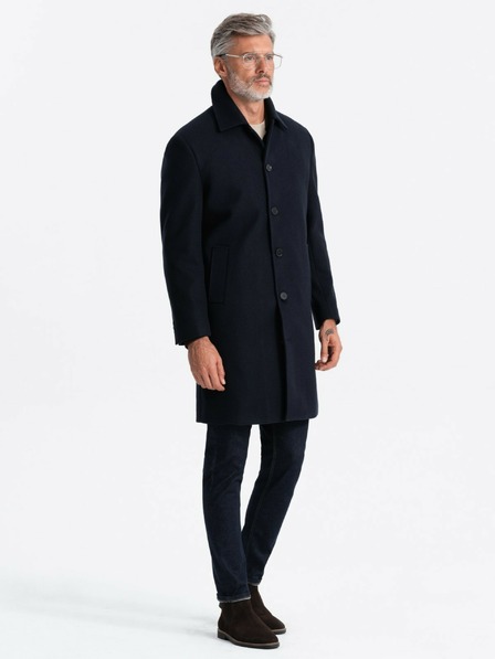 Ombre Clothing Pánský jednořadý kabát s límcem a spodním pláštěm Ombre Clothing
