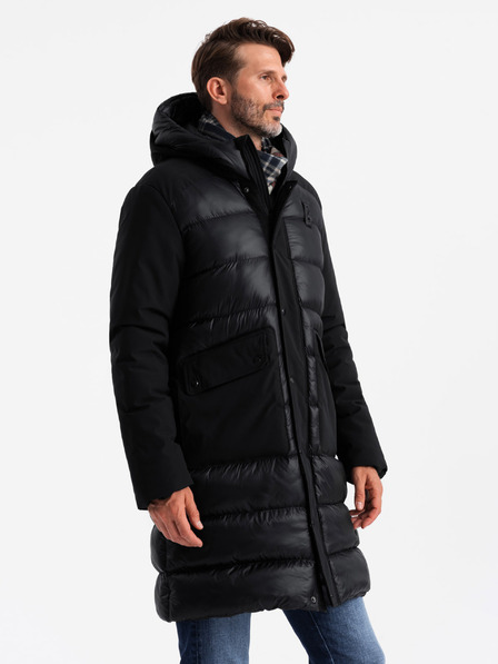 Ombre Clothing Pánská prošívaná dlouhá bunda s velkými kapsami Ombre Clothing