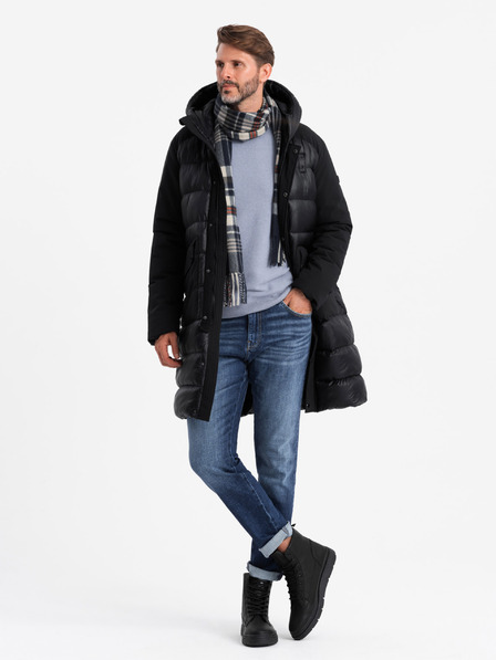 Ombre Clothing Pánská prošívaná dlouhá bunda s velkými kapsami Ombre Clothing