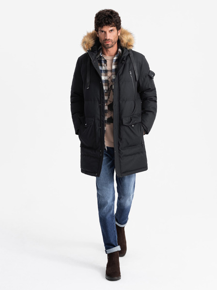 Ombre Clothing Pánská dlouhá bunda parka s kapucí Ombre Clothing