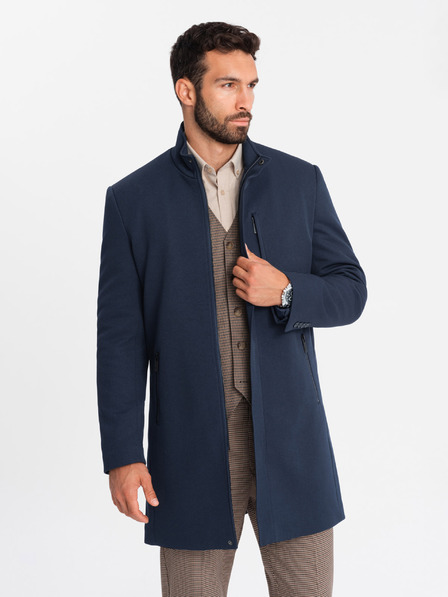 Ombre Clothing Pánský strukturovaný kabát s vysokým límcem Ombre Clothing