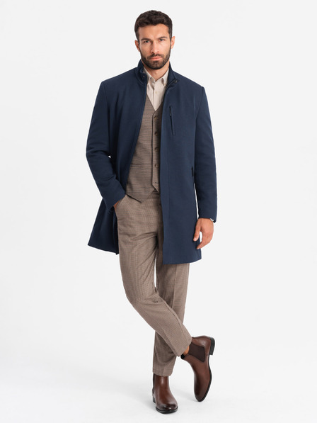 Ombre Clothing Pánský strukturovaný kabát s vysokým límcem Ombre Clothing
