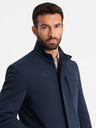 Ombre Clothing Pánský strukturovaný kabát s vysokým límcem Ombre Clothing