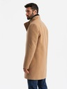 Ombre Clothing Pánský kabát s asymetrickým zapínáním a vysokým límcem světle hnědý Ombre Clothing